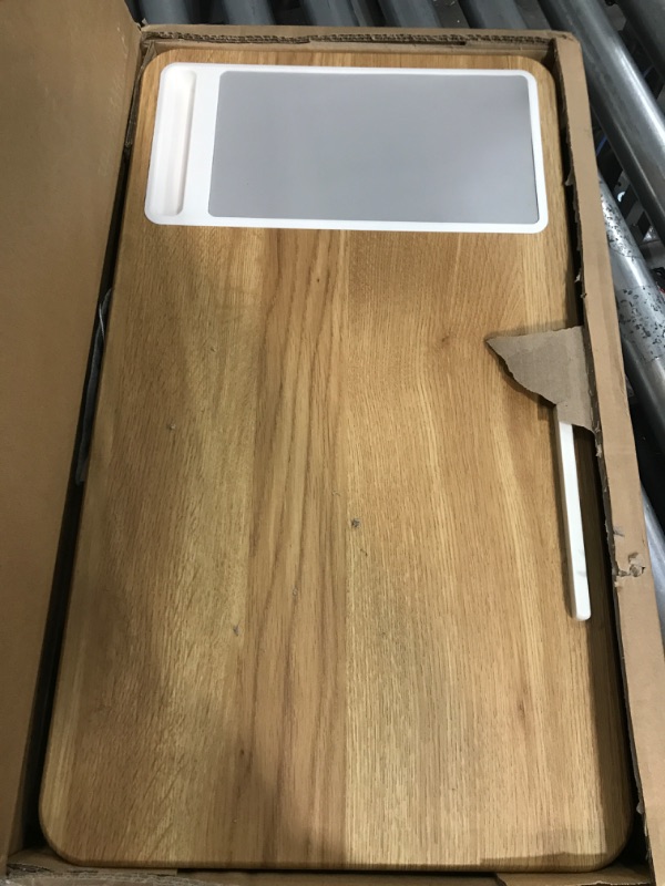 Photo 2 of LapGear Home Office Lap Desk with Device Ledge, Mouse Pad, and Phone Holder - Oak Woodgrain - Fits up to 15.6 Inch Laptops - Style No. 91589 Oak Woodgrain Right-Handed