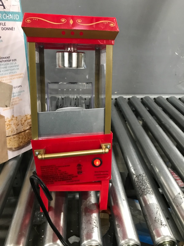 Photo 2 of Nostalgia Popcorn Maker, 12 Cups Hot Air Popcorn Machine with Measuring Cap, Oil Free, Vintage Movie Theater Style, Red Original Red