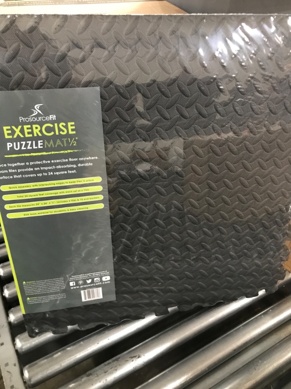 Photo 2 of (5) ProsourceFit Puzzle Exercise Mat ½”, EVA Foam Interlocking Tiles, Protective Flooring for Gym Equipment and Cushion for Workouts Grey - 1/2 Inch - 24 Sq Ft - 6 Tiles