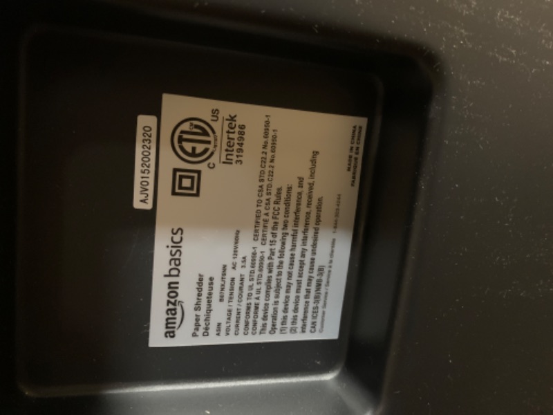 Photo 3 of Powers on / used *** Amazon Basics 150-Sheet Autofeed Micro-Cut Paper Shredder 150 Sheet Shredder