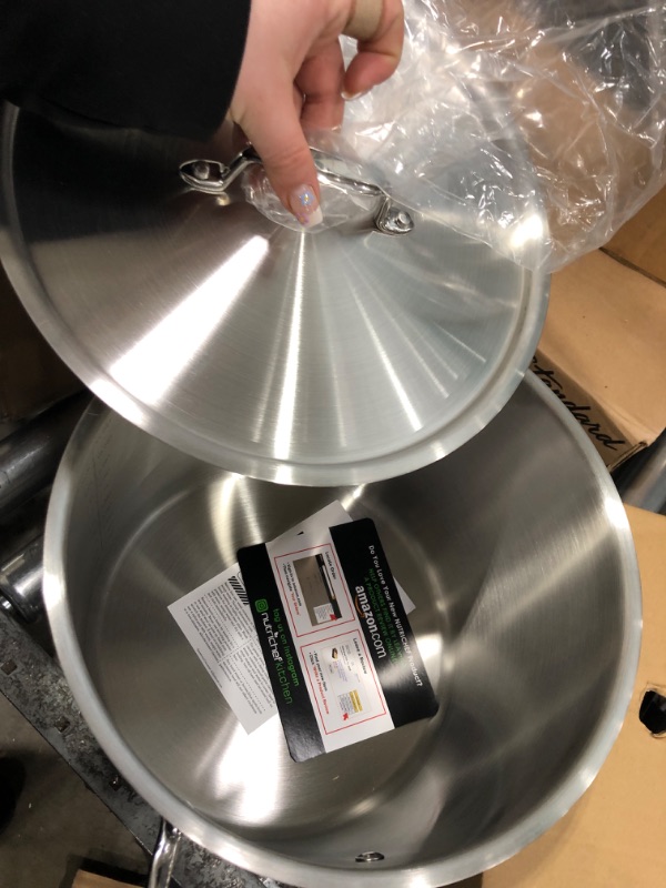 Photo 3 of 12-Quart Stainless Steel Stockpot - 18/8 Food Grade Heavy Duty Large Stock Pot for Stew, Simmering, Soup, Includes Lid, Dishwasher Safe, Works w/ Induction, Ceramic & Halogen Cooktops 12 Quart