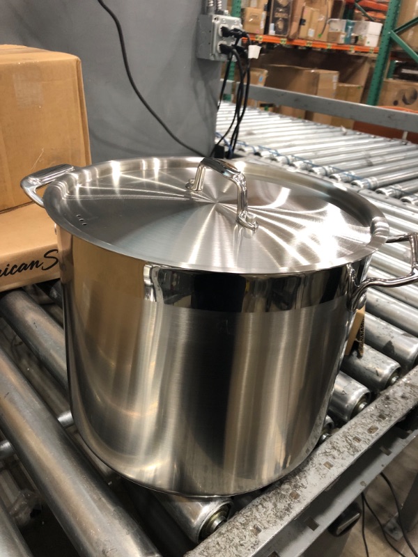 Photo 2 of 12-Quart Stainless Steel Stockpot - 18/8 Food Grade Heavy Duty Large Stock Pot for Stew, Simmering, Soup, Includes Lid, Dishwasher Safe, Works w/ Induction, Ceramic & Halogen Cooktops 12 Quart