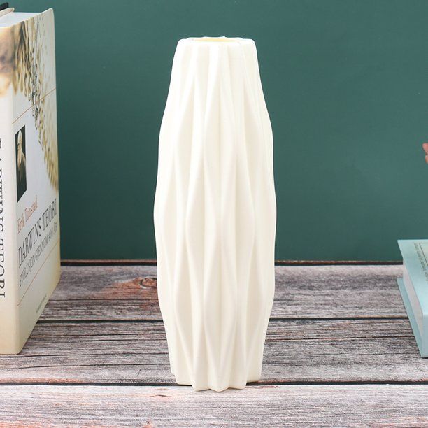 Photo 1 of 11-Inch Ceramic Flower Vase for Modern Farmhouse Decoration, Black Flower Vase for Home Decor Living Room, Home, Office, Centerpiece,Table and Wedding (Small, White) White Small