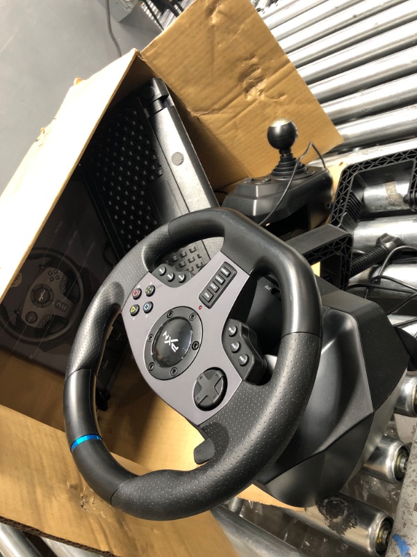 Photo 2 of Game Racing Wheel, PXN V9 270°/900° Adjustable Racing Steering Wheel, with Clutch and Shifter, Support Vibration and Headset Function, Suitable for PC, PS3, PS4, Xbox One, Nintendo Switch