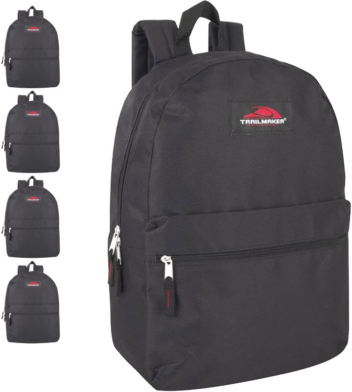 Photo 1 of 24 Pack- Trail maker Classic Backpacks in Bulk Wholesale Back Packs for Boys and Girls (Black)
