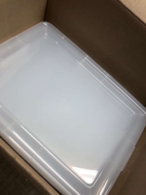 Photo 2 of **MISSING**  IRIS USA 17 Qt. Plastic Storage Container Bin with Latching Lid, Stackable Nestable Shoe Box Tote Shoebox Closet Organization School Art Supplies - Clear, 12 Pack 17 Qt. - 12 Pack