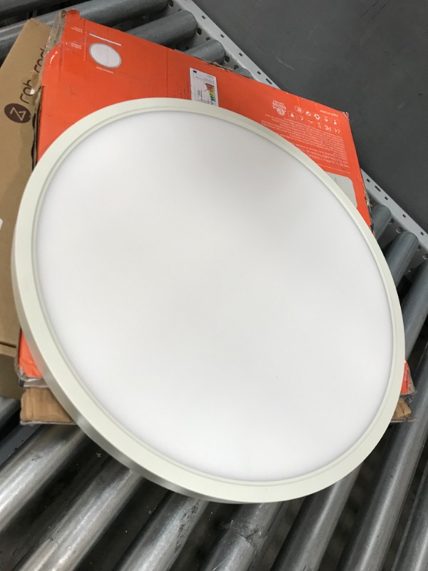 Photo 2 of TALOYA Flush Mount 12 Inch Ceiling Light (Milk White Shell), 20W Surface Mount LED Light Fixture for Bedroom Kitchen,3 Color Temperatures in One?3000k/4000k/6500k),0.94 Inch Thickness Round
