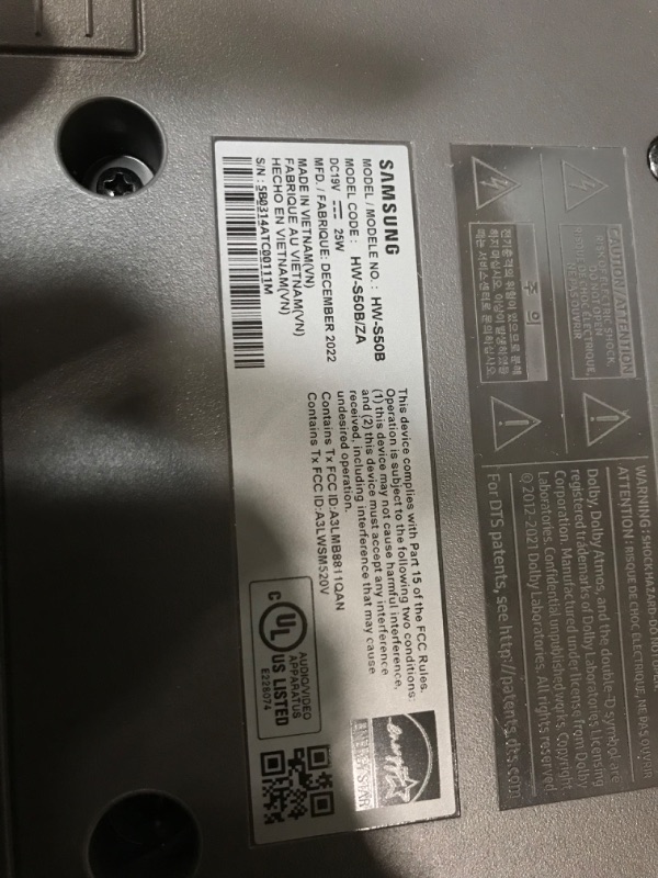Photo 1 of SAMSUNG HW-S50B/ZA 3.0ch All-in-One Soundbar w/Dolby 5.1, DTS Virtual:X, Q Symphony, Built in Center Speaker, Adaptive Sound Lite, Bluetooth Multi Connection, 2022 Black HW-S50B Soundbar