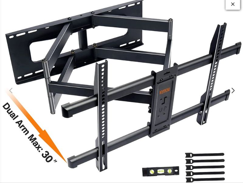 Photo 1 of Full Motion TV Wall Mount Heavy Duty,60,65,70,75,80,86,85,90inch Wall Mount TV Bracket with 30'' Dual Long Arm,Fits 37-90 inch TV, Load 165lbs, VESA 600x400mm,16" Studs
