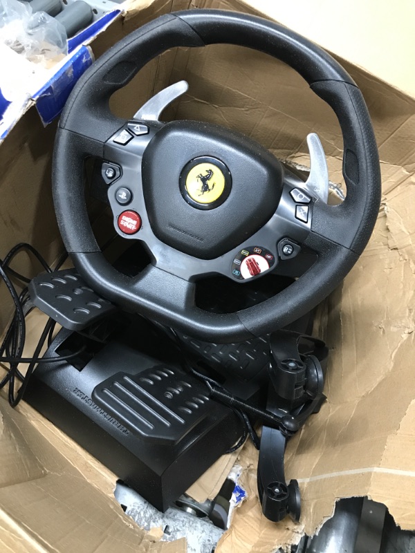 Photo 2 of *Major Damage - See Last Photo/Unable To Test* Thrustmaster T80 Ferrari 488 GTB Edition Racing Wheel PS4