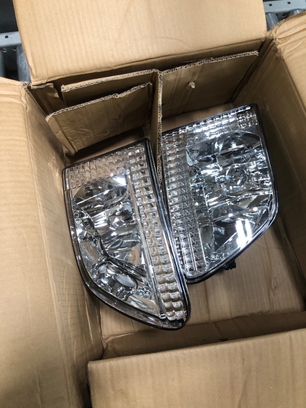 Photo 2 of DWVO Headlight Assembly Compatible with 1997-2003 Ford F-150/1997-2002 Ford Expedition Chrome Housing Clear Reflector