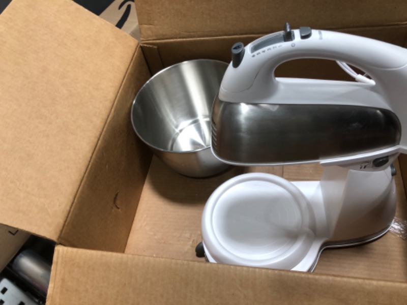 Photo 2 of Hamilton Beach Classic Stand and Hand Mixer, 4 Quarts, 6 Speeds with QuickBurst, Bowl Rest, 290 Watts Peak Power, White (64655) White Stand Mixer *PARTS ONLY*