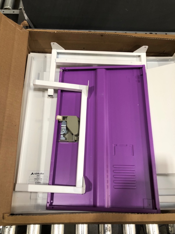 Photo 1 of AdirOffice Kids Steel Metal Storage Locker - for Home & School - with Key & Hanging Rods (24 in 1 Door, Purple)
