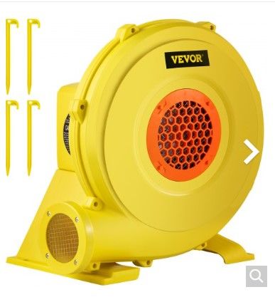 Photo 1 of VEVOR Air Blower, 950W 1.25HP Inflatable Blower, Portable and Powerful Bounce House Blower, 2200Pa Commercial Air Blower Pump Fan, Used for Inflatable Bouncy Castle and Jump Slides, Yellow
