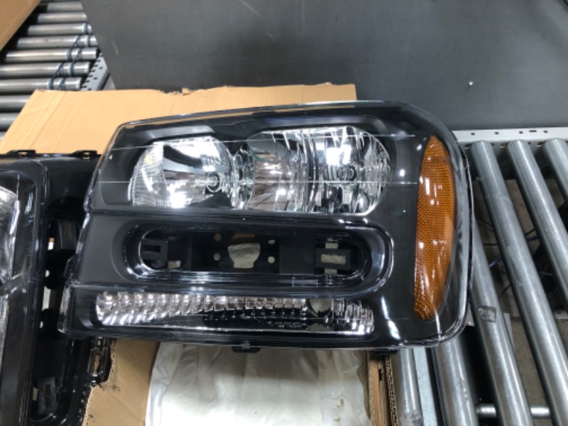 Photo 3 of AUTOSAVER88 Headlights Assembly Compatible with 2002-2009 Trailblazer W/Full Width Grille Amber Reflector(Except Compatible with 2006-2009 LT models) Chrome Housing Amber Reflector