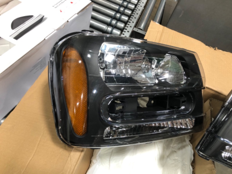 Photo 2 of AUTOSAVER88 Headlights Assembly Compatible with 2002-2009 Trailblazer W/Full Width Grille Amber Reflector(Except Compatible with 2006-2009 LT models) Chrome Housing Amber Reflector