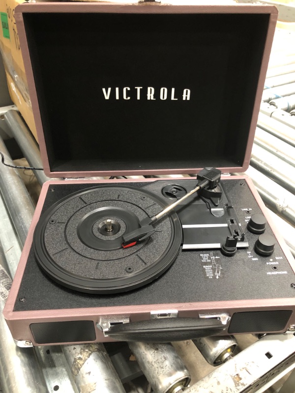 Photo 2 of ***PARTS ONLY*** Victrola Vintage 3-Speed Bluetooth Portable Suitcase Record Player with Built-in Speakers | Upgraded Turntable Audio Sound| Includes Extra Stylus | Magenta, Model Number: VSC-550BT-MAG Magenta Record Player