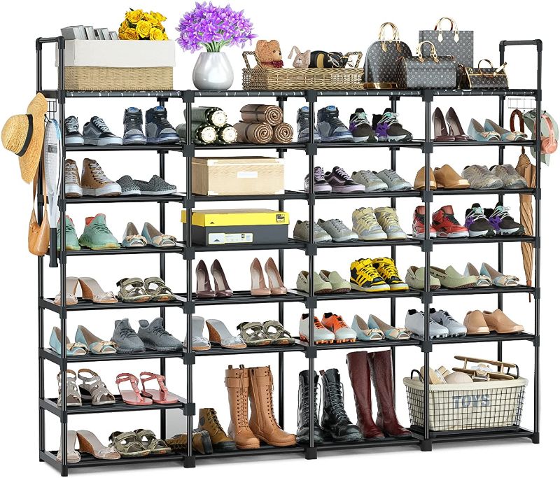 Photo 1 of TIMEBAL 8-Tier Shoe Rack, Stackable Shoe Storage Organizer, holds 52-60 Pair Shoes and Boots, Durable Metal Pipes and Plastic Connectors Shoe Shelf...
