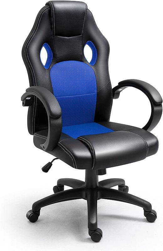 Photo 1 of Stock photo used for reference *** Polar Aurora Office Chair PU Leather Racing Style Computer Gaming Chairs Adjustable Swivel Desk Chair Blue
