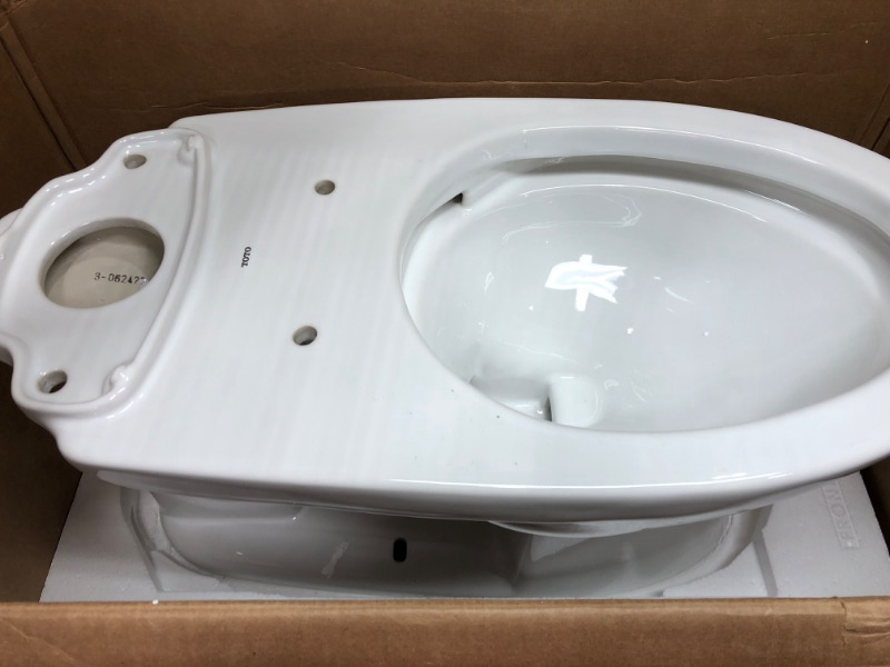 Photo 2 of *MISSING TOP PIECE* TOTO Drake Two-Piece Elongated 1.28 GPF TORNADO FLUSH Toilet with CEFIONTECT, Cotton White - CST776CEG#01