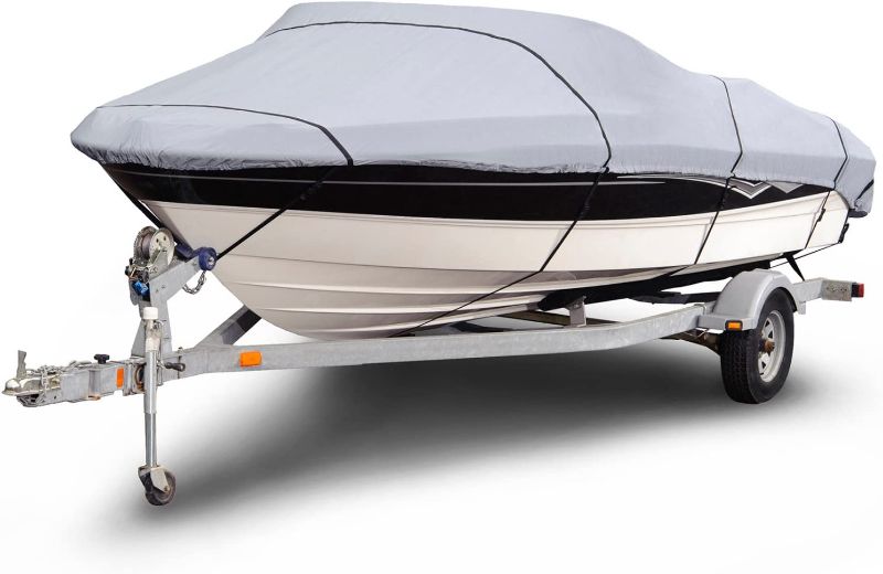 Photo 1 of *SIZE UNKNOWN* Budge B-1201-X6 1200 Denier V-Hull Runabout Boat Cover Gray Long Waterproof, Heavy Duty, UV Resistant
