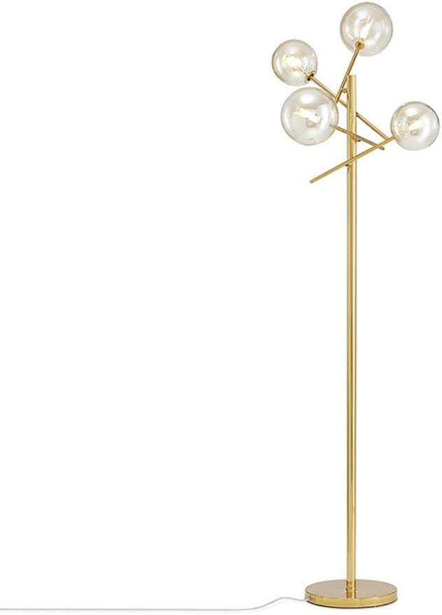 Photo 1 of *MISSING 2 LIGHTS* Dellemade TD00145 Sputnik Chandelier Floor Lamp for Bedroom,4-Lights Glass Shade Floor Lamps for Living Room,Brass/Gold
