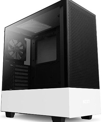 Photo 1 of NZXT H5 Flow Compact ATX Mid-Tower PC Gaming Case – High Airflow Perforated Front Panel – Tempered Glass Side Panel – Cable Management – 2 x 120mm Fans Included – 280mm Radiator Support – BLACK and WHITE H5 Flow Non i-Series Case