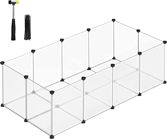 Photo 1 of **SEE NOTES**
SONGMICS Pet Playpen with Floor, Small Animal Pen, Pet Fence Indoor, DIY Plastic Enclosure for Hamsters, Rabbits, Hedgehogs, Ferrets, 56.3 x 28.7 x 18.1 Inches, White ULPC02W
