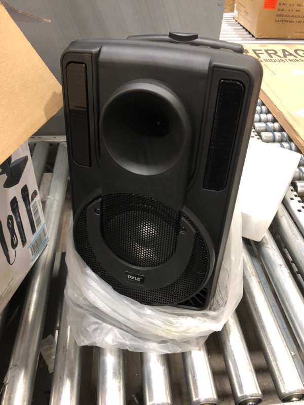 Photo 1 of PyleUsa 8’’ Portable PA Speaker System - Wireless BT Streaming PA & Karaoke Party Audio Speaker, Two Wireless Mic, Wired Microphone, Tablet Stand,...