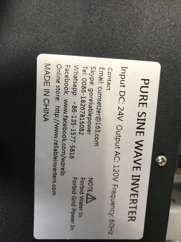 Photo 5 of Cumsetzer 3000 watt Power Inverter Pure Sine Wave Inverter 24v to 110v 120v, 2 US sockets and hardwire Terminal , Grounded, LCD Display, Surge 6000W (3000w 24v) 3000W24V