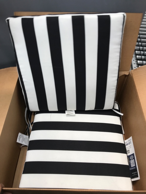 Photo 2 of 2 Black Cabana Stripe Square Outdoor Seat Cushion