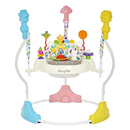 Photo 1 of Dream On Me Zany 2-in-1 Baby Activity Center and Bouncer in Star Print, Sturdy and Strong Frame, 3 Height Positions, 360° Rotating Seat, 12 Songs with Flash Lights
