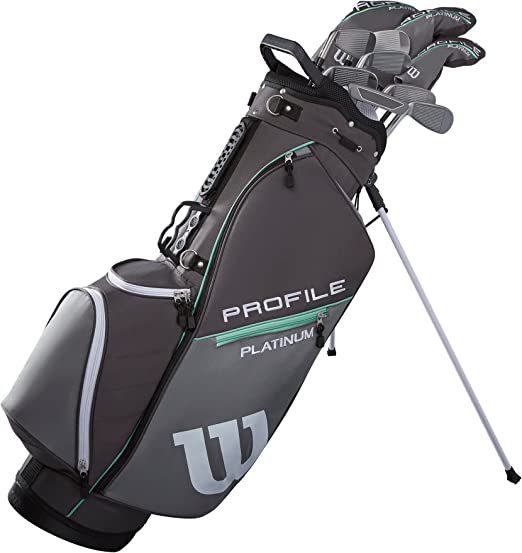 Photo 1 of * USED*   WILSON Women's Profile Platinum Complete Golf Package Set
Size	Regular
Color	Gray/Teal
Golf Club Flex	Regular
Hand Orientation	Right Hand
Material	Composite
Brand	WILSON
Shaft Material	Graphite
