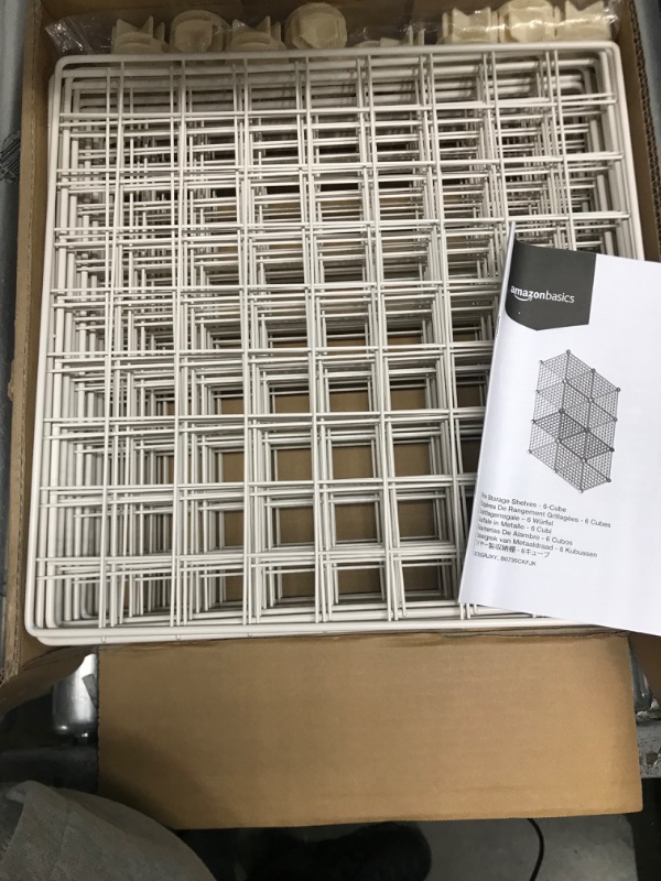 Photo 3 of Amazon Basics 6-Cube Wire Grid Storage Shelves, 14" x 14" Stackable Cubes, White 6 Cube White