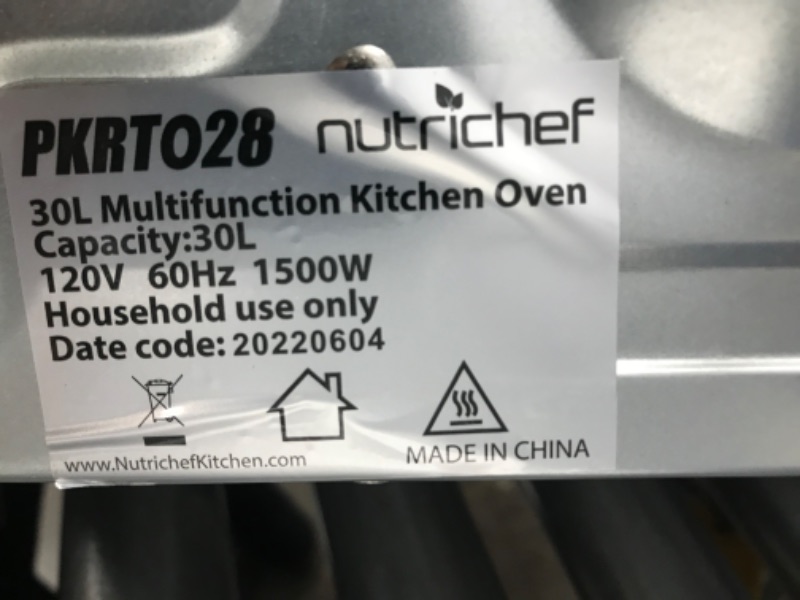 Photo 1 of RAED NOTES **** 30 Quarts Kitchen Convection Oven - 1400 Watt Countertop Turbo, Rotisserie Roaster Cooker with Grill, Griddle Top Rack, Dual Hot Plates, Toaster, Baking Tray, Skewers and Handles - NutriChef PKRTO28