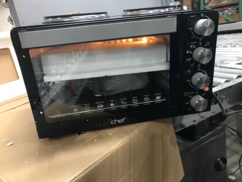 Photo 1 of RAED NOTES **** 30 Quarts Kitchen Convection Oven - 1400 Watt Countertop Turbo, Rotisserie Roaster Cooker with Grill, Griddle Top Rack, Dual Hot Plates, Toaster, Baking Tray, Skewers and Handles - NutriChef PKRTO28