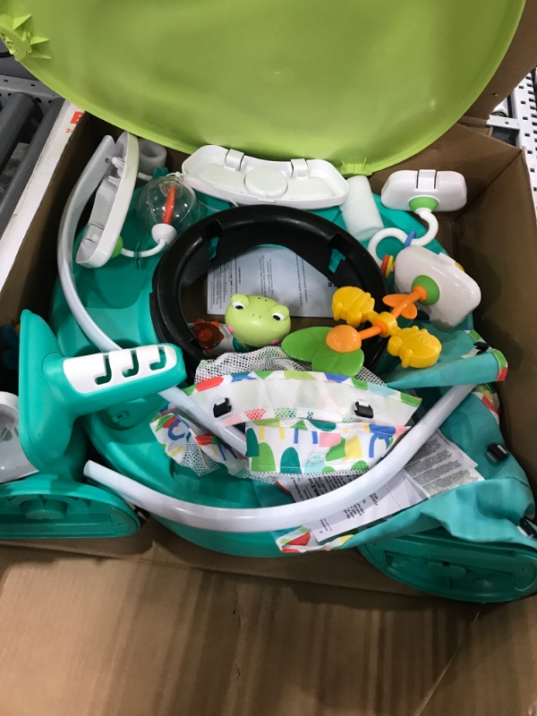 Photo 4 of Bright Starts Bounce Bounce Baby 2-in-1 Activity Center Jumper & Table - Playful Pond (Green), 6 Months+