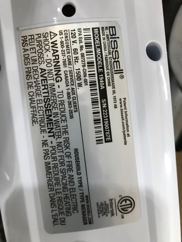 Photo 4 of **SEE NOTES**
Bissell Power Fresh Steam Mop with Natural Sanitization, Floor Steamer, Tile Cleaner, and Hard Wood Floor Cleaner with Flip-Down Easy Scrubber, 1940A PowerFresh
