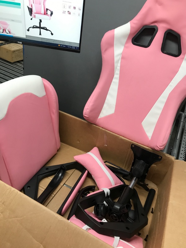 Photo 2 of ***Parts Only *** BestOffice Gaming Chair Office Chair Desk Chair Ergonomic Executive Swivel Rolling Computer Chair with Lumbar Support, Pink