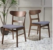 Photo 1 of ***PARTS ONLY***     Christopher Knight Home Idalia Dining Chairs, 2-Pcs Set, Dark Grey/Walnut Finish & Kwame Fabric/Walnut Finish Dining Chairs, 2-Pcs Set, Dark Grey Walnut Kwame