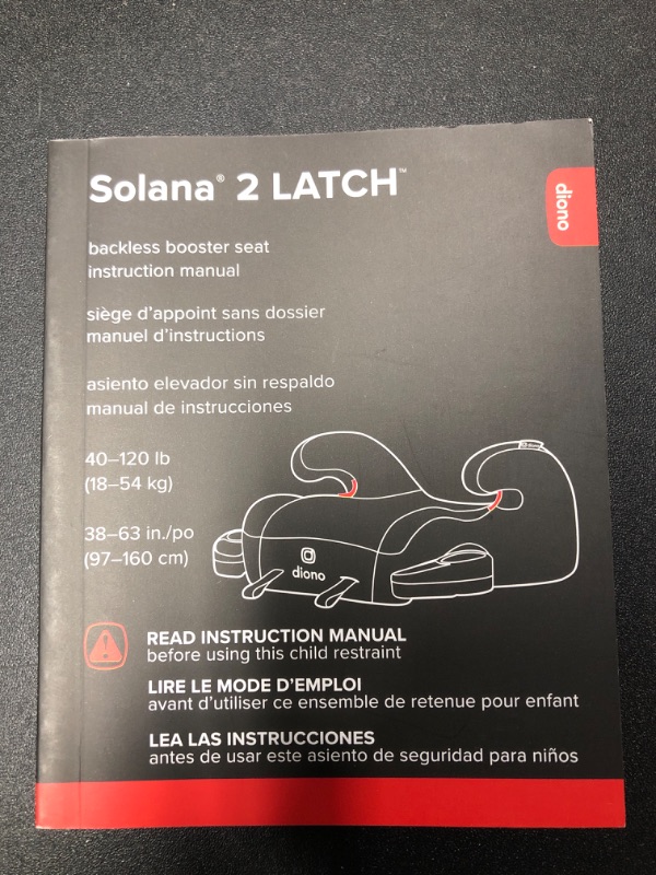 Photo 3 of Diono Solana 2 XL 2022, Dual Latch Connectors, Lightweight Backless Belt-Positioning Booster Car Seat, 8 Years 1 Booster Seat, Black NEW! LATCH Connect Single Black