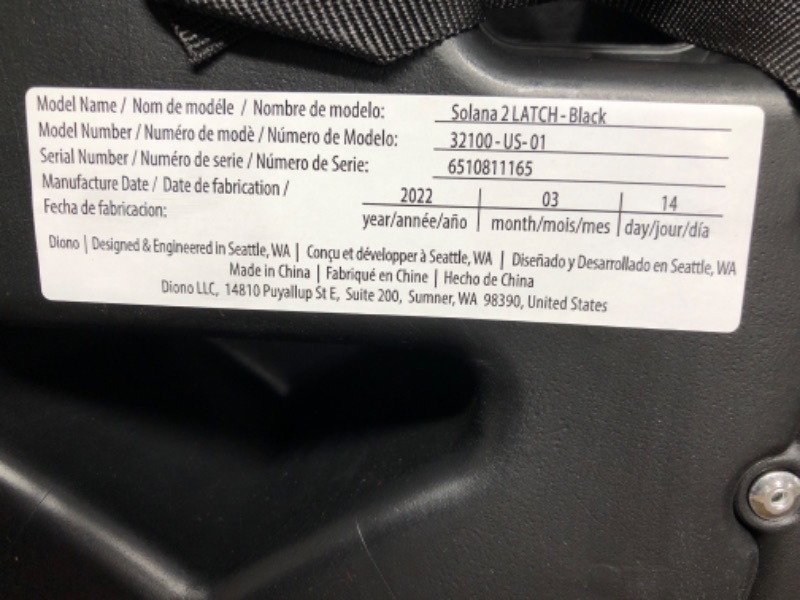 Photo 4 of Diono Solana 2 XL 2022, Dual Latch Connectors, Lightweight Backless Belt-Positioning Booster Car Seat, 8 Years 1 Booster Seat, Black NEW! LATCH Connect Single Black