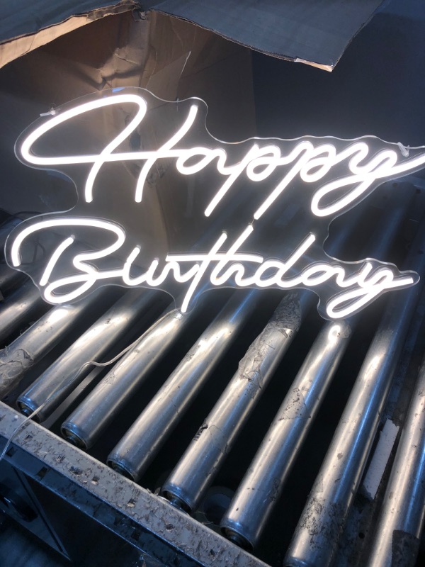 Photo 3 of Large Happy Birthday Neon Sign, Dimmable Happy Birthday Led Sign, Reusable Happy Birthday Light Up Sign for Wall Backdrop Bedroom Birthday Party Decorations, Size 23.6 x13.4 inch