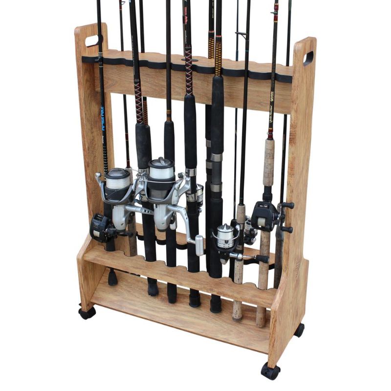 Photo 1 of 16-Rod Double Sided Rack //  Rush Creek Creations Fishing Rod Storage Rack American Cherry Finish