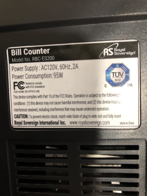 Photo 4 of Royal Sovereign Back Load Bill Counter with Counterfeit Detection