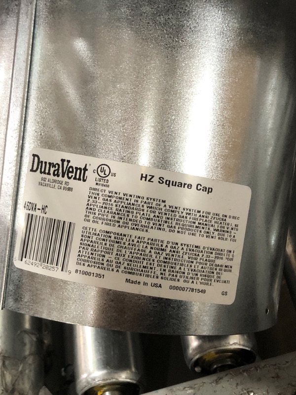 Photo 3 of Simpson Dura-Vent 46DVA-HC Duravent Horizontal Square Termination Cap-4" x 6 5/8" Direct Vent, 4" x 6.625", Galvanized 4" x 6.625" Galvanized