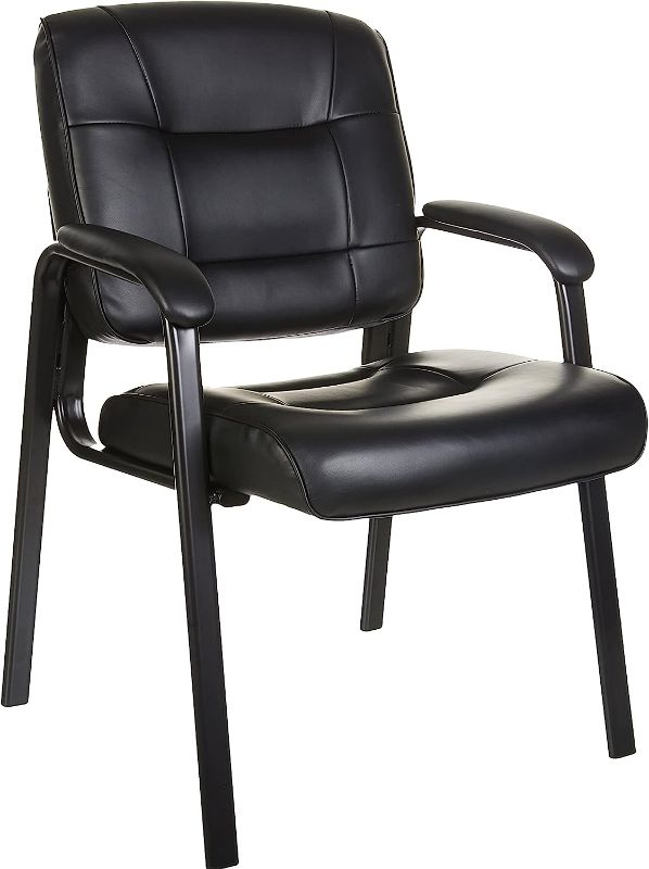 Photo 1 of *DIFFERENT FROM STOCK PHOTO* Leather Office Desk Guest Chair with Metal Frame - Black UNKNOWN MAKE AND MODEL