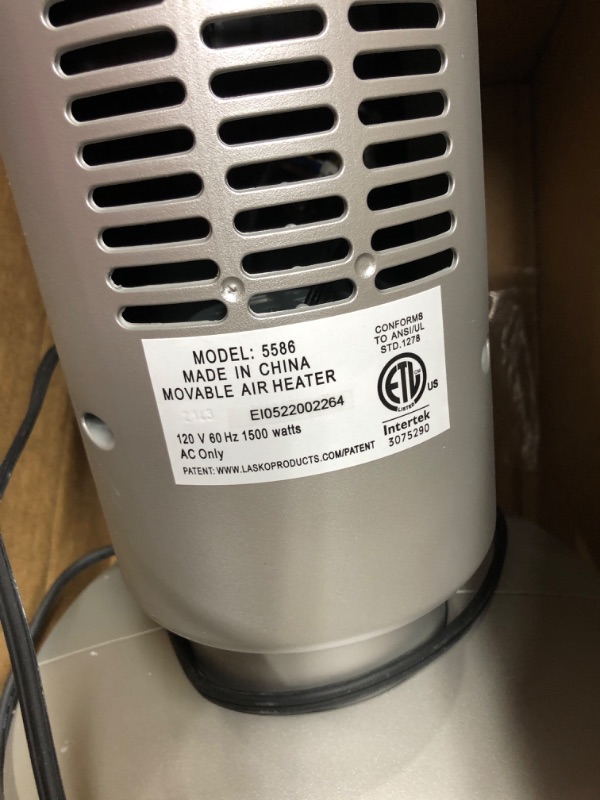 Photo 4 of *** TESTED - POWERS ON *** Lasko 5586 Digital Ceramic Tower Heater with Remote, Dark Grey Black 5586 Tower Heater