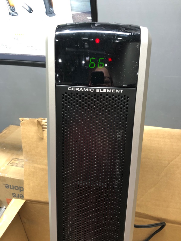 Photo 1 of *** TESTED - POWERS ON *** Lasko 5586 Digital Ceramic Tower Heater with Remote, Dark Grey Black 5586 Tower Heater