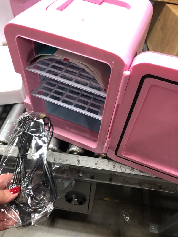Photo 1 of ** TESTED - POWERS ON *** CROWNFUL Multifunctional Mini Fridge, 10 Liter/12 Can Portable Cooler and Warmer Personal Fridge for Skin Care, Food, Medications, Plugs for Home Outlet & 12V Car Charger Included, ETL Listed Pink